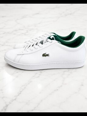 Lacoste White Low-Top Sneakers with Green Trim
